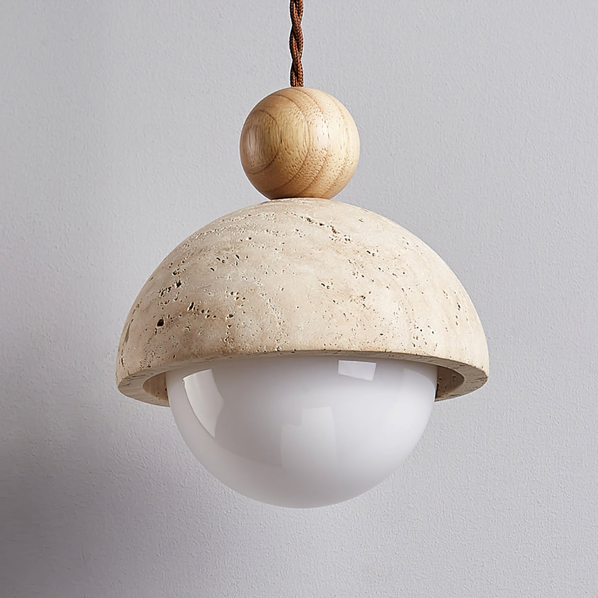 Glass Dome Ceiling Light 6-Inch Beige Stone Finish Hanging Fixture Kitchen Island Dining Room Entryway Modern Organic Texture G9 Socket Mini