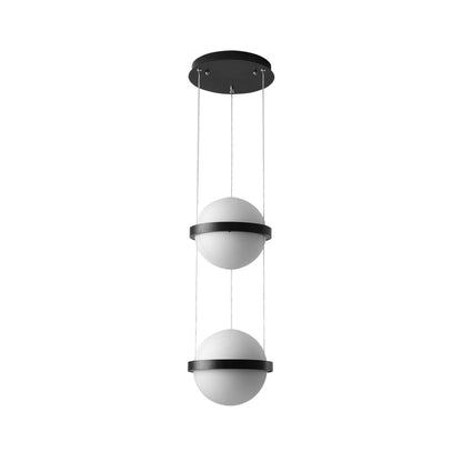 Spherical LED Hanging Fixture for Kitchen Island & Dining Area – Adjustable Height Black Metal Pendant with Dual-Tone Lighting, 8.7 in Acryl