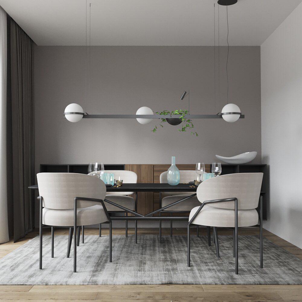 Spherical LED Hanging Fixture for Kitchen Island & Dining Area – Adjustable Height Black Metal Pendant with Dual-Tone Lighting, 8.7 in Acryl