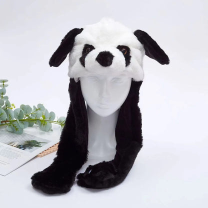 Plush Hat with Pop-Up Ears for Kids & Adults – Interactive Cosplay Beanie with Squeeze Paws | Fun Winter Accessory for Parties, Christmas