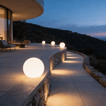 Portable LED Orb Lamp with Remote Control 4-Color Modes 10-20 in Rechargeable Cordless Sphere Light for Living Room Bedroom Bedside Nightsta