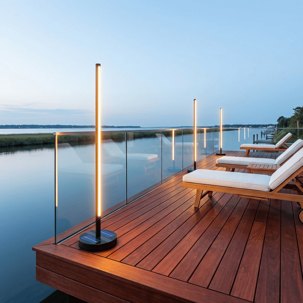 Solar-Powered Patio Floor Lamp with Wireless Charging for Outdoor Spaces