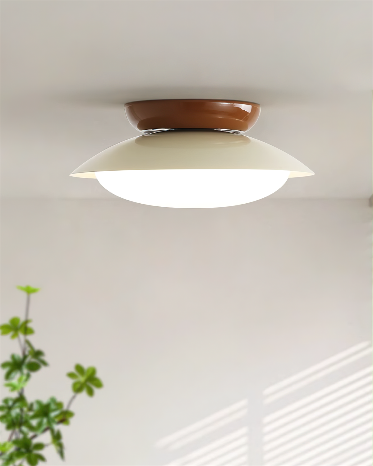 Flush-Mount LED Dome Light 10-Inch Metal Fixture Green Brown for Kitchen Bathroom Covered Patio Hallway Entryway Low-Profile Warm Glow 3000K