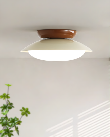Flush-Mount LED Dome Light 10-Inch Metal Fixture Green Brown for Kitchen Bathroom Covered Patio Hallway Entryway Low-Profile Warm Glow 3000K