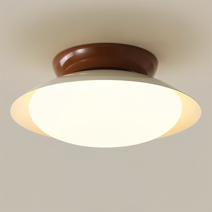 Flush-Mount LED Dome Light 10-Inch Metal Fixture Green Brown for Kitchen Bathroom Covered Patio Hallway Entryway Low-Profile Warm Glow 3000K