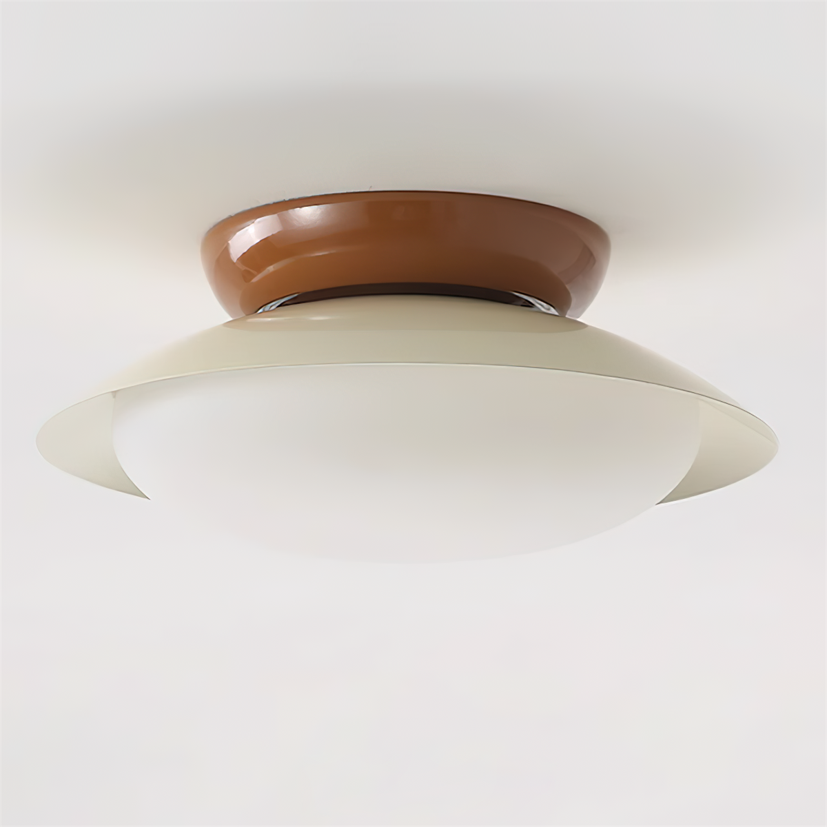 Flush-Mount LED Dome Light 10-Inch Metal Fixture Green Brown for Kitchen Bathroom Covered Patio Hallway Entryway Low-Profile Warm Glow 3000K