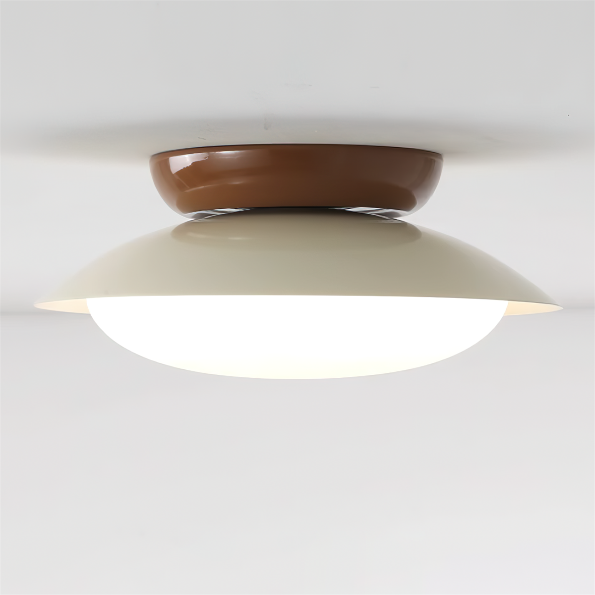 Flush-Mount LED Dome Light 10-Inch Metal Fixture Green Brown for Kitchen Bathroom Covered Patio Hallway Entryway Low-Profile Warm Glow 3000K