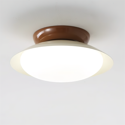 Flush-Mount LED Dome Light 10-Inch Metal Fixture Green Brown for Kitchen Bathroom Covered Patio Hallway Entryway Low-Profile Warm Glow 3000K
