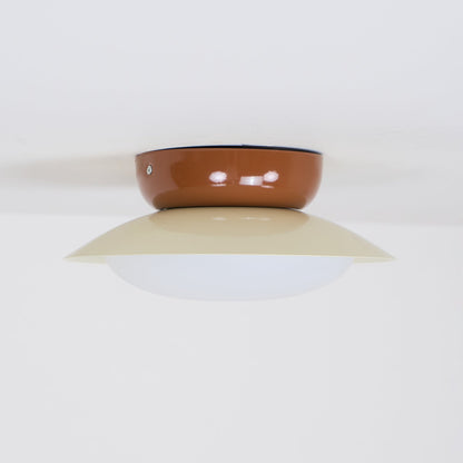 Flush-Mount LED Dome Light 10-Inch Metal Fixture Green Brown for Kitchen Bathroom Covered Patio Hallway Entryway Low-Profile Warm Glow 3000K