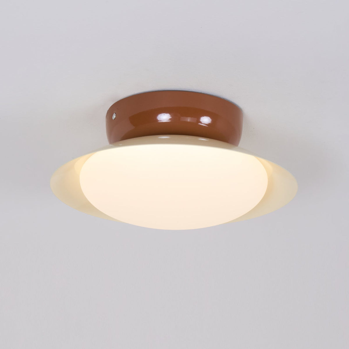 Flush-Mount LED Dome Light 10-Inch Metal Fixture Green Brown for Kitchen Bathroom Covered Patio Hallway Entryway Low-Profile Warm Glow 3000K