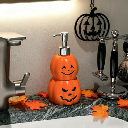 Pavo Soap Dispenser - Plastic Double Stacked Pumpkin Design, Halloween Hand Soap Dispenser