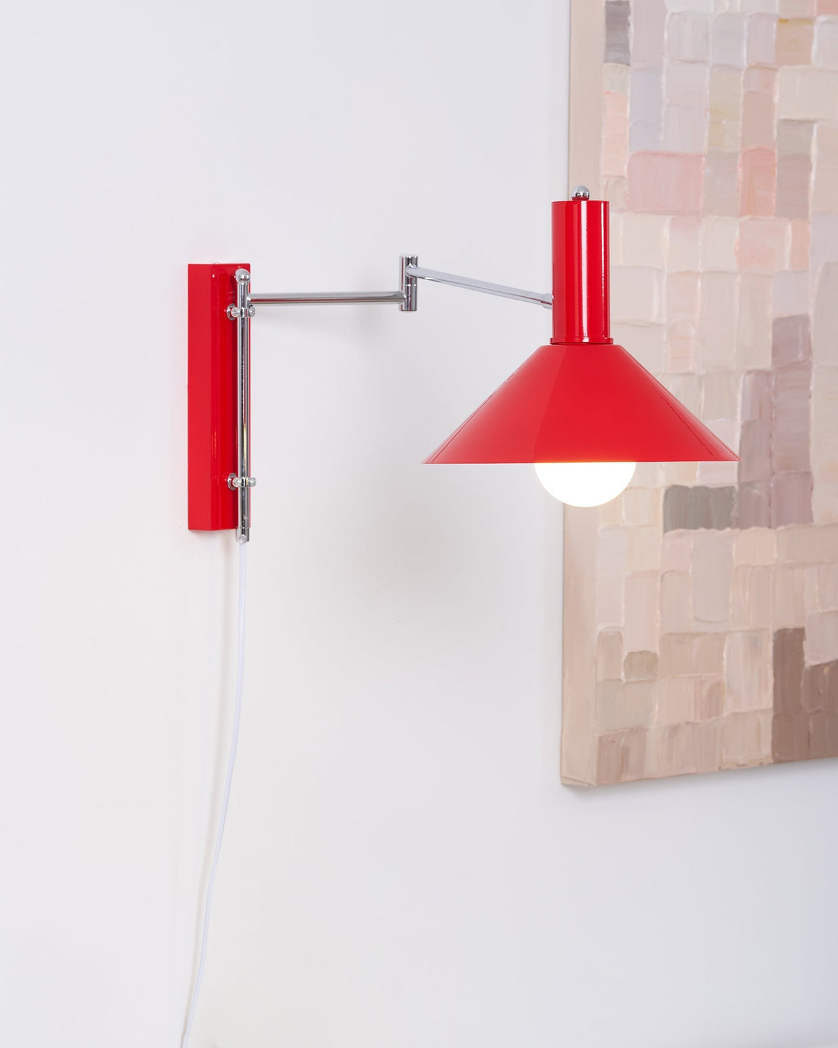 Rotating Sconce with Pivoting Head for Bedroom, Bathroom & Hallway – Metal Fixture in White, Black, Red – 10-Inch Adjustable Design