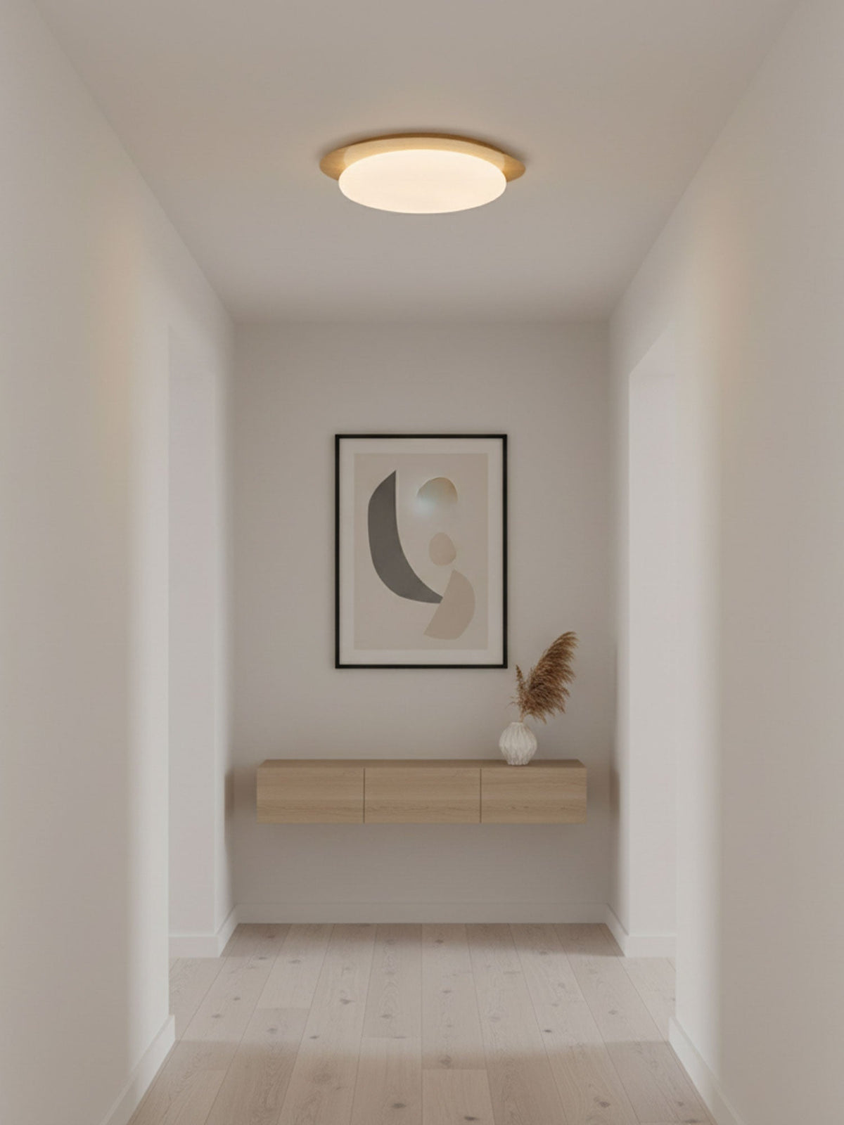 Flush Mount LED Ceiling Light Round 12 in Walnut Finish 12W Indoor for Bedroom Living Room Dining Room Kitchen Hallway Foyer Dimmable Low Pr