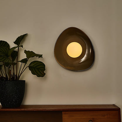 Ceramic Glass Sconce 12-Inch Sculptural Indoor Lighting Taupe White for Hallways Living Rooms Bedrooms Entryways Modern Wall Mount