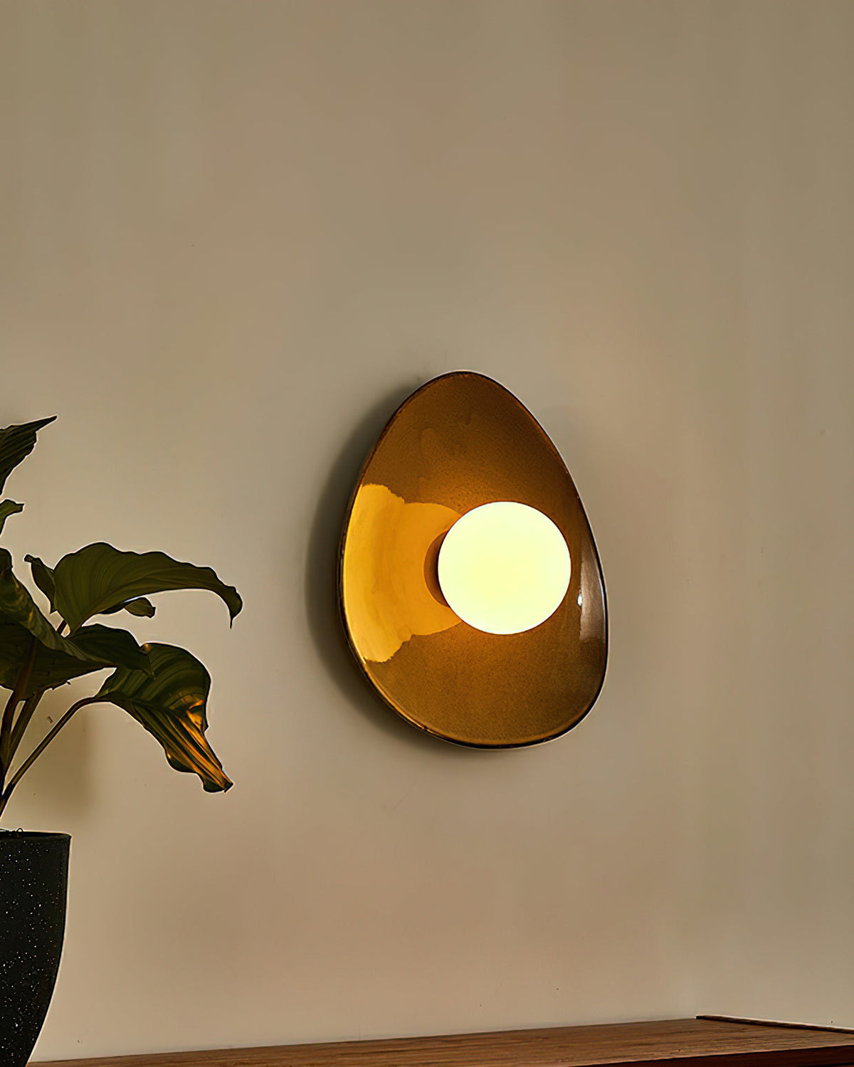 Ceramic Glass Sconce 12-Inch Sculptural Indoor Lighting Taupe White for Hallways Living Rooms Bedrooms Entryways Modern Wall Mount