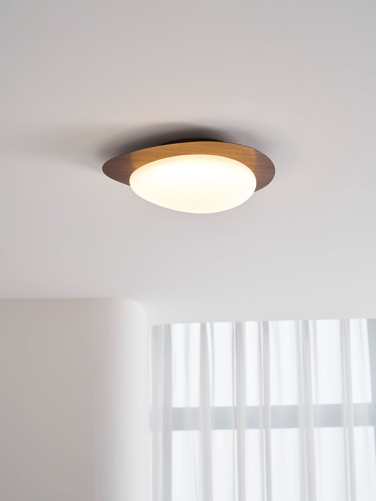 Flush Mount LED Ceiling Light Round 12 in Walnut Finish 12W Indoor for Bedroom Living Room Dining Room Kitchen Hallway Foyer Dimmable Low Pr
