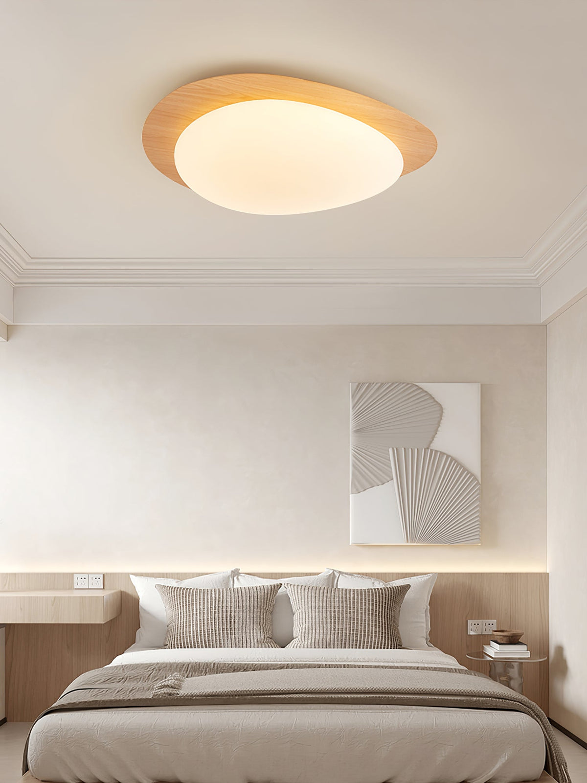 Flush Mount LED Ceiling Light Round 12 in Walnut Finish 12W Indoor for Bedroom Living Room Dining Room Kitchen Hallway Foyer Dimmable Low Pr