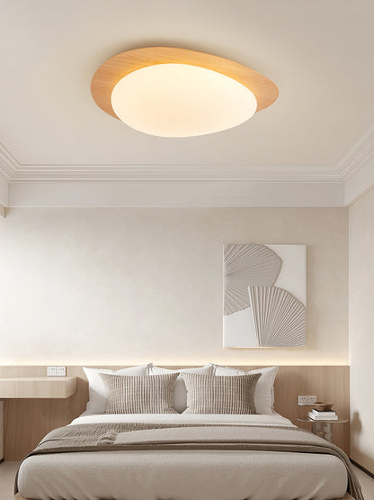 Flush Mount LED Ceiling Light Round 12 in Walnut Finish 12W Indoor for Bedroom Living Room Dining Room Kitchen Hallway Foyer Dimmable Low Pr