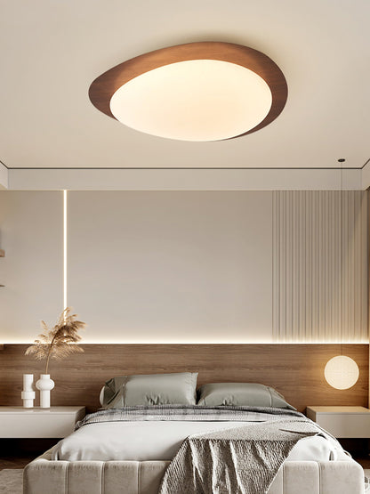 Flush Mount LED Ceiling Light Round 12 in Walnut Finish 12W Indoor for Bedroom Living Room Dining Room Kitchen Hallway Foyer Dimmable Low Pr