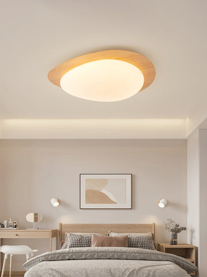 Flush Mount LED Ceiling Light Round 12 in Walnut Finish 12W Indoor for Bedroom Living Room Dining Room Kitchen Hallway Foyer Dimmable Low Pr