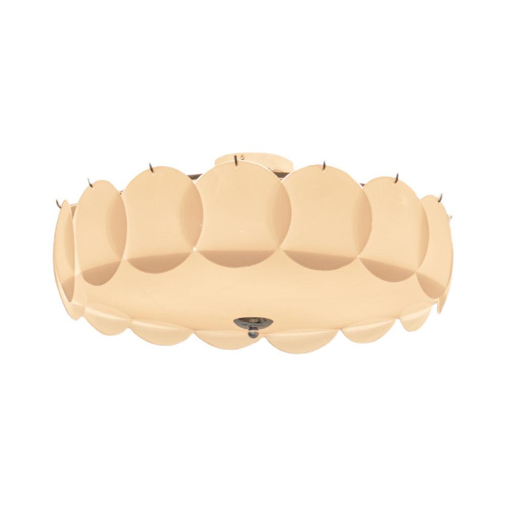 Layered Glass Disc Overhead Fixture in Warm Copper | Adjustable Light Semi-Flush Chandelier for Entryway, Kitchen Island & Bedroom Ceiling