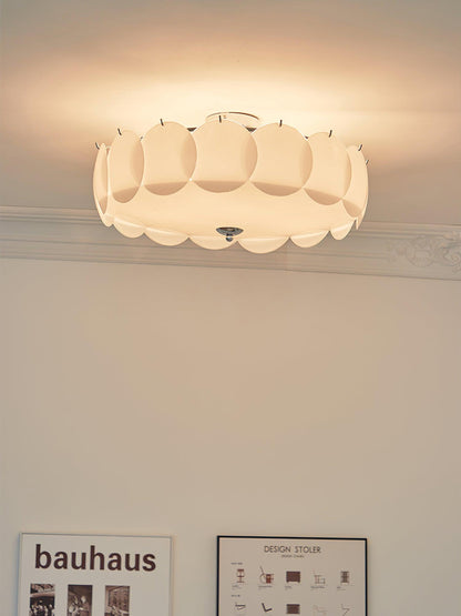 Layered Glass Disc Overhead Fixture in Warm Copper | Adjustable Light Semi-Flush Chandelier for Entryway, Kitchen Island & Bedroom Ceiling