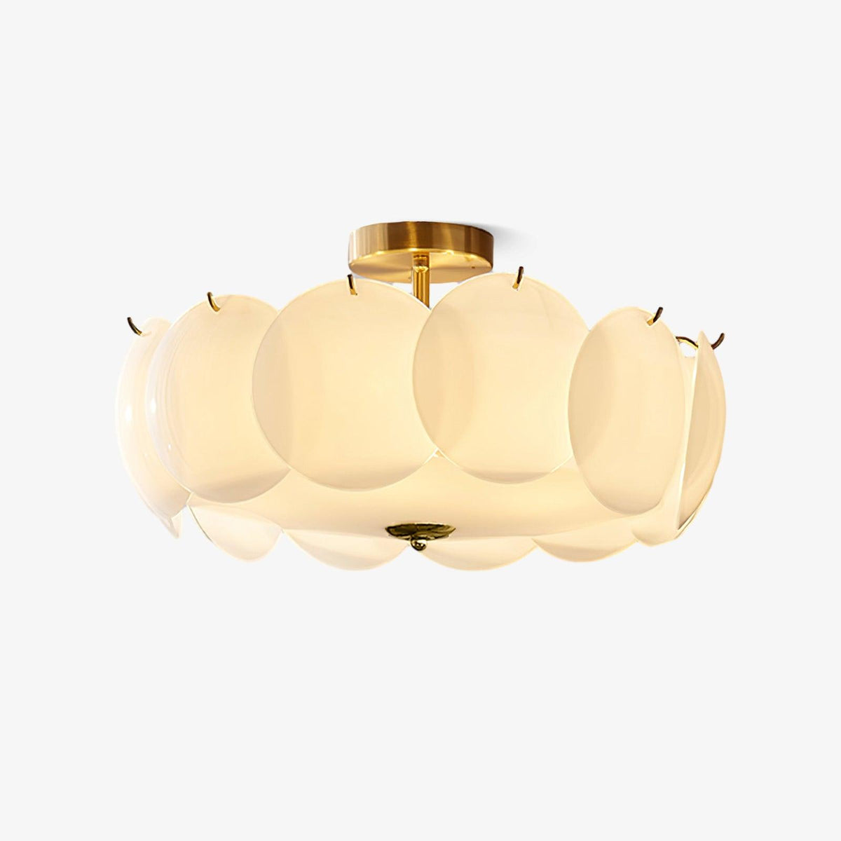 Layered Glass Disc Overhead Fixture in Warm Copper | Adjustable Light Semi-Flush Chandelier for Entryway, Kitchen Island & Bedroom Ceiling