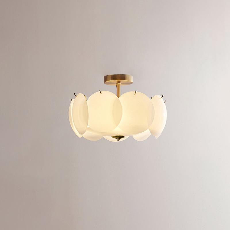 Layered Glass Disc Overhead Fixture in Warm Copper | Adjustable Light Semi-Flush Chandelier for Entryway, Kitchen Island & Bedroom Ceiling