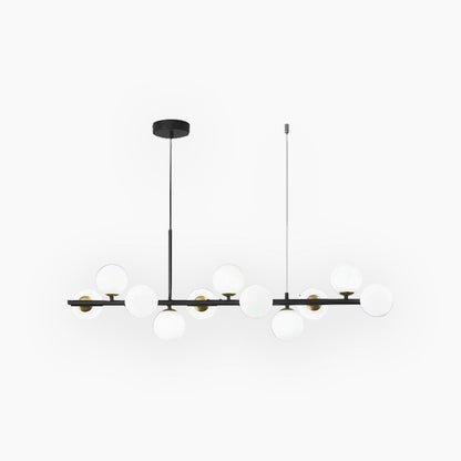 Globe Pendant Light 7-Bulb Island Chandelier Gold Metal Frame Clear Amber Smoky Glass Spheres Linear Hanging Fixture Kitchen Dining Room Tab