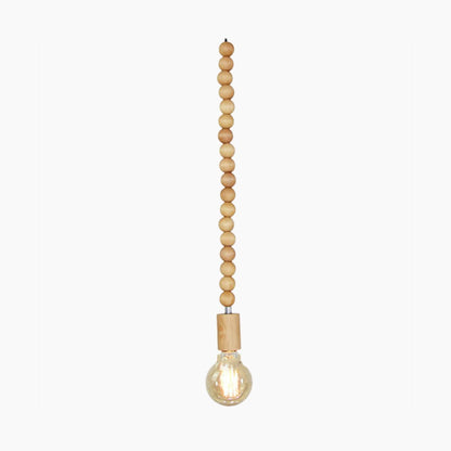 Hanging Chandelier with Natural Beaded Strands for Dining Room, Bedroom & Living Space – Adjustable Height LED Fixture