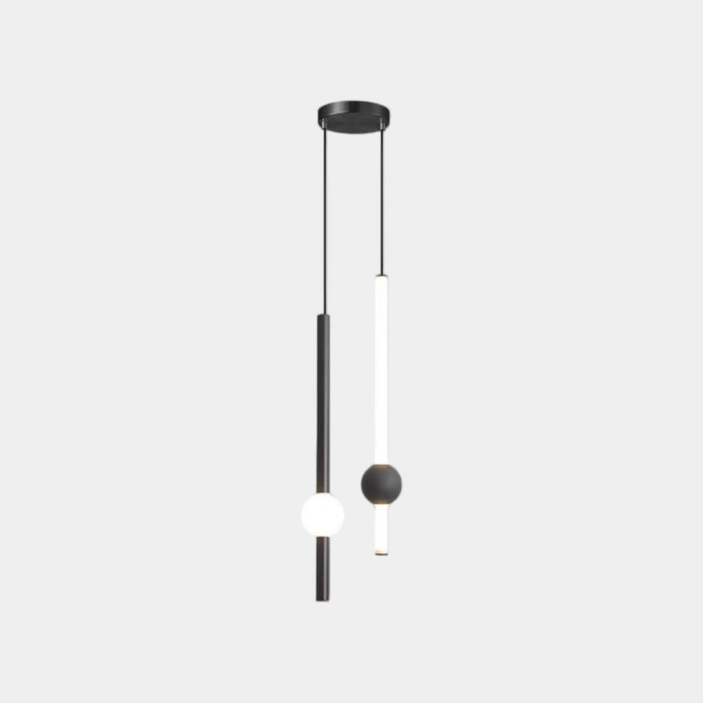 Linear Hanging Ceiling Light LED Iron Glass Tube Fixture Adjustable Height Bedroom Dining Room Kitchen Island Warm Neutral Glow 3.5 in Diame