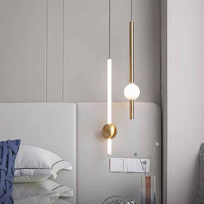 Linear Hanging Ceiling Light LED Iron Glass Tube Fixture Adjustable Height Bedroom Dining Room Kitchen Island Warm Neutral Glow 3.5 in Diame