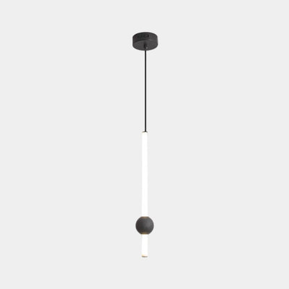Linear Hanging Ceiling Light LED Iron Glass Tube Fixture Adjustable Height Bedroom Dining Room Kitchen Island Warm Neutral Glow 3.5 in Diame