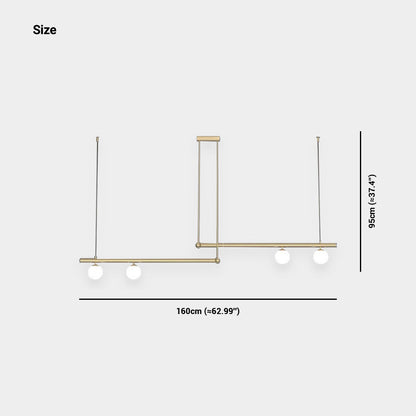 Linear Pendant Fixture Metal & Glass Multi-Bulb Adjustable Hanging Light for Kitchen Island Dining Table 47-63 in Modern Overhead Lighting G