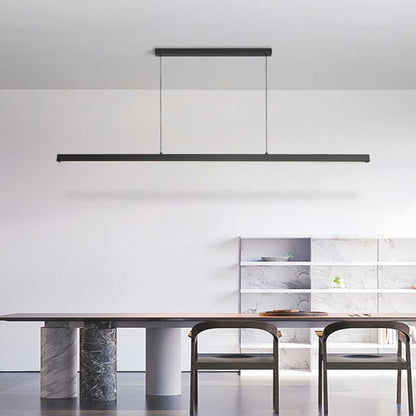 Dimmable LED Ceiling Fixture 31.5 in Sleek Aluminum Bar Contemporary Hanging Light for Kitchen Island Dining Table Office Workspace