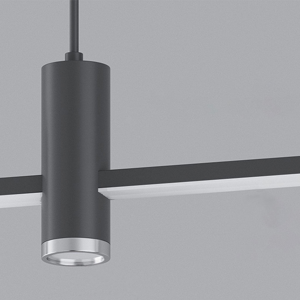 Sleek Overhead Linear LED Fixture 31.5 in Aluminum with Adjustable Spots for Kitchen Island Dining Table Modern Suspension Lamp in Black or
