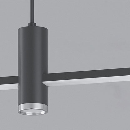 Sleek Overhead Linear LED Fixture 31.5 in Aluminum with Adjustable Spots for Kitchen Island Dining Table Modern Suspension Lamp in Black or