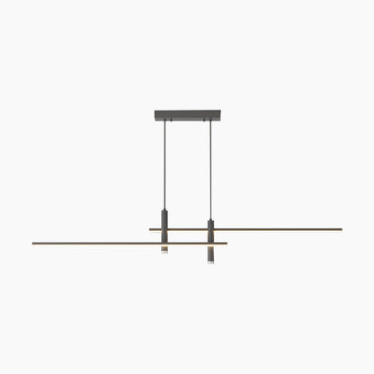 Sleek Overhead Linear LED Fixture 31.5 in Aluminum with Adjustable Spots for Kitchen Island Dining Table Modern Suspension Lamp in Black or
