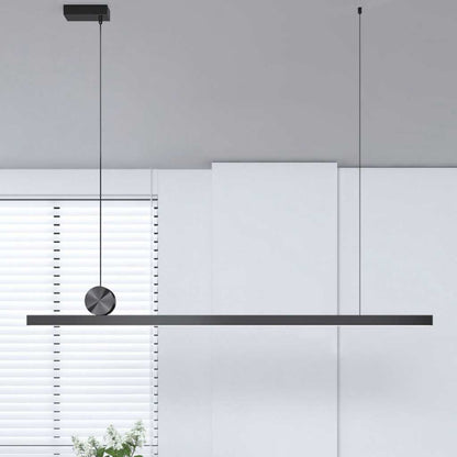 Suspended Bar Fixture LED Aluminum 39 in Matte Black Remote-Dimming Counter Overhead Lighting for Kitchen Island Dining Contemporary Spaces