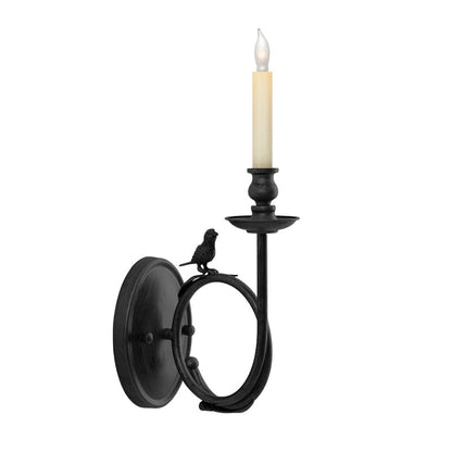 Metal Sconce with Sculptural Bird Detail for Bedroom & Hallway Accent Lighting 16 in Height Hardwired Indoor Fixture Gold Black Finishes