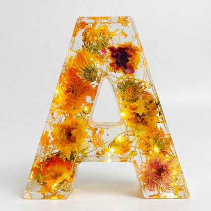 Ortekor Personalized Floral Resin Letter Light | Unique Home Decor with Warm LED Glow for a Calming Atmosphere