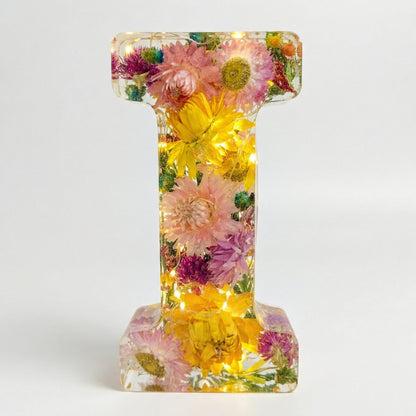 Ortekor Personalized Floral Resin Letter Light | Unique Home Decor with Warm LED Glow for a Calming Atmosphere