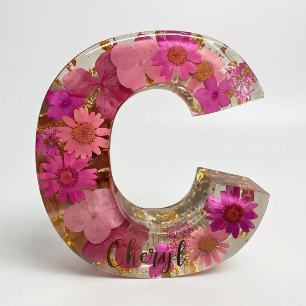 Ortekor Personalized Floral Resin Letter Light | Unique Home Decor with Warm LED Glow for a Calming Atmosphere