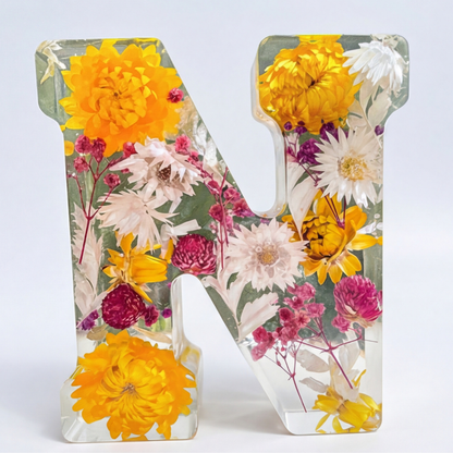 Ortekor Personalized Floral Resin Letter Light | Unique Home Decor with Warm LED Glow for a Calming Atmosphere
