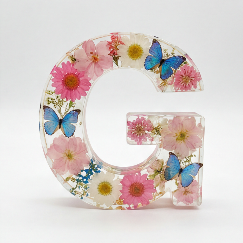 Ortekor Personalized Floral Resin Letter Light | Unique Home Decor with Warm LED Glow for a Calming Atmosphere