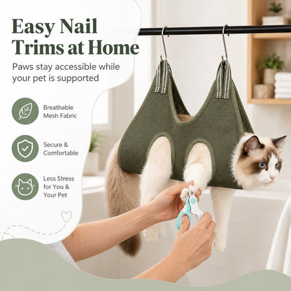 Ortekor Pet Grooming Sling Bag for Cats & Small Dogs - Easier Nail Trims, Paw Care & Bath Time at Home