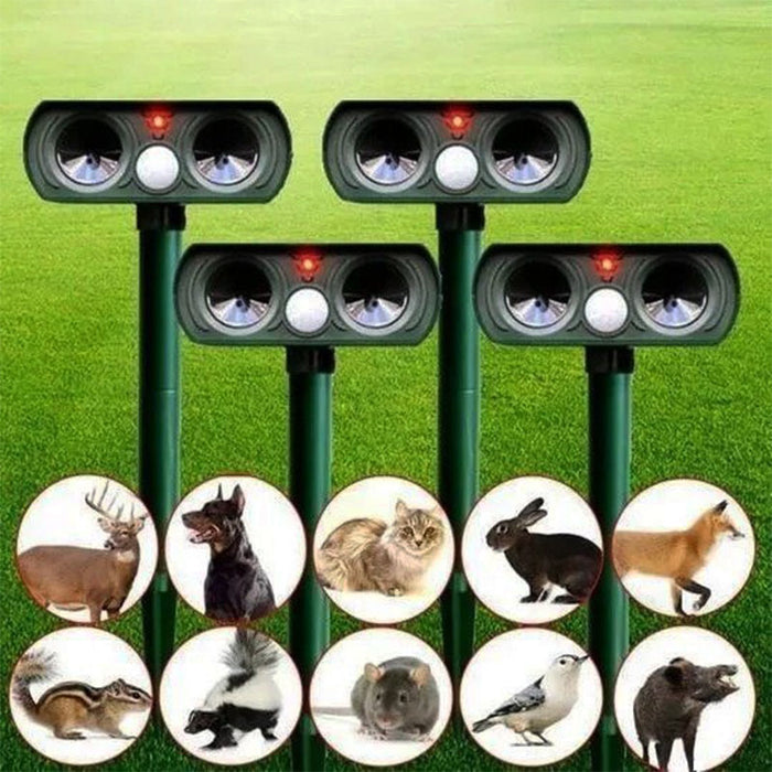 Motion-Activated Outdoor Critter Deterrent with Solar Power & Ultrasonic Technology for Yards, Gardens, Lawns, Patios