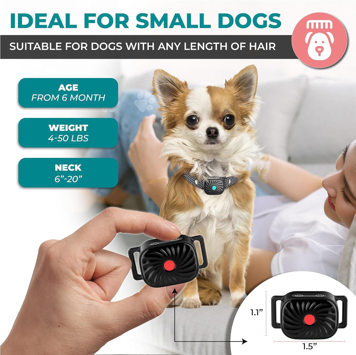 Bark Collar for Small Dogs, Dog Collar for Barking with Gentle Vibration and Sound, Rechargeable Dog Vibration Collar