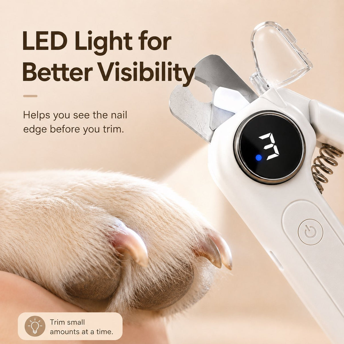Ortekor 2-in-1 Pet Electric Nail Clipper & Grinder with LED Light