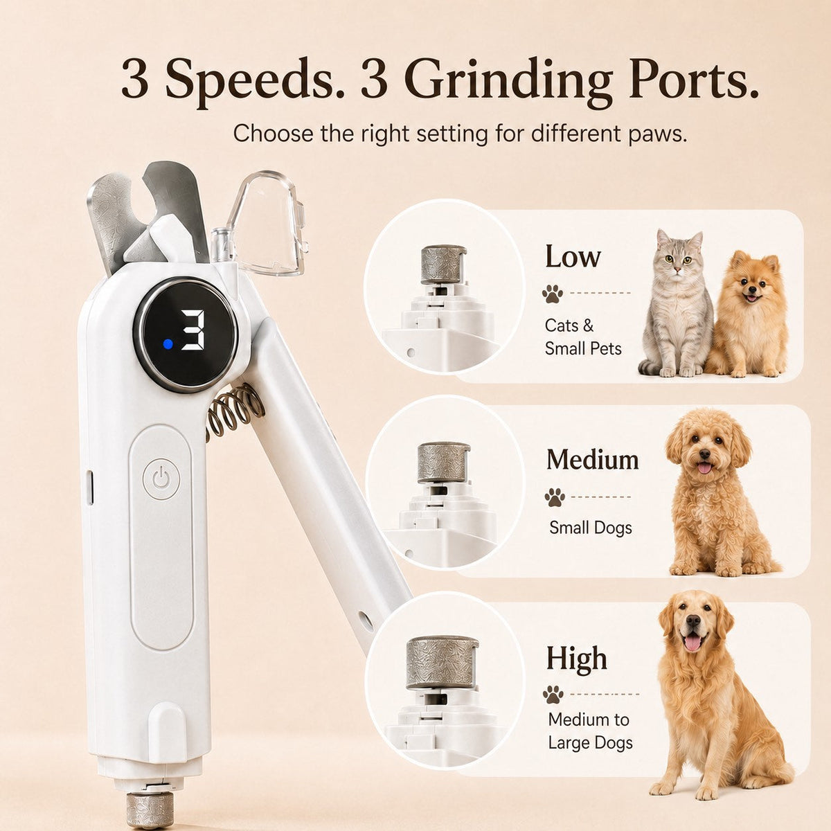 Ortekor 2-in-1 Pet Electric Nail Clipper & Grinder with LED Light